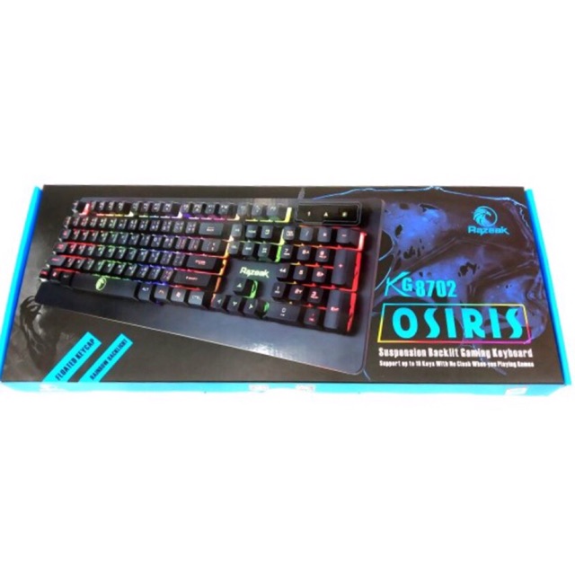 Razeak Osiris KG-8702 USB keyboard เป็นไฟ Rainbow Blacklight คีย์บอร์ดเกมมิ่งมีไฟ ของแท้ ราคาถูก