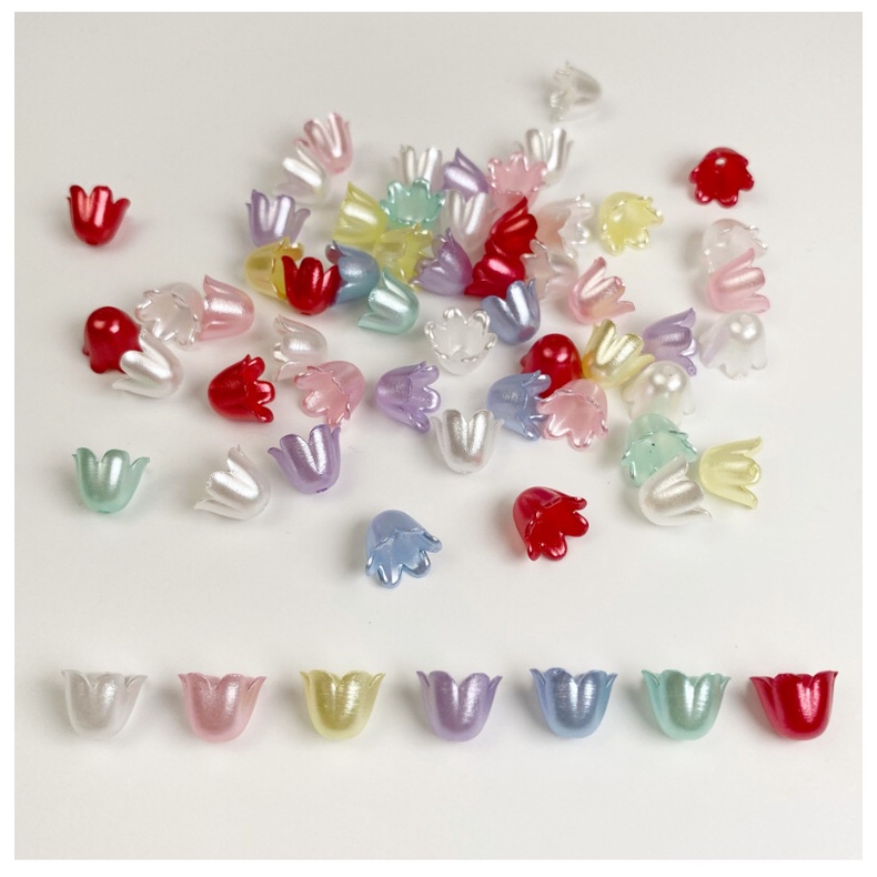 50 ชิ้น/แพ็คสีขาว/ผสมเลียนแบบ Pearl อะคริลิค Bluebell ดอกไม้หลวมเครื่องประดับลูกปัดสําหรับ DIY ต่างหู/Hairpin เครื่องประดับอุปกรณ์เสริมประมาณ 17 มม.y1712