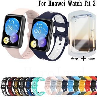 สายนาฬิกาข้อมือซิลิโคน พร้อมตัวป้องกันหน้าจอ อุปกรณ์เสริม สําหรับ Huawei Watch Fit 2 Huawei Fit2