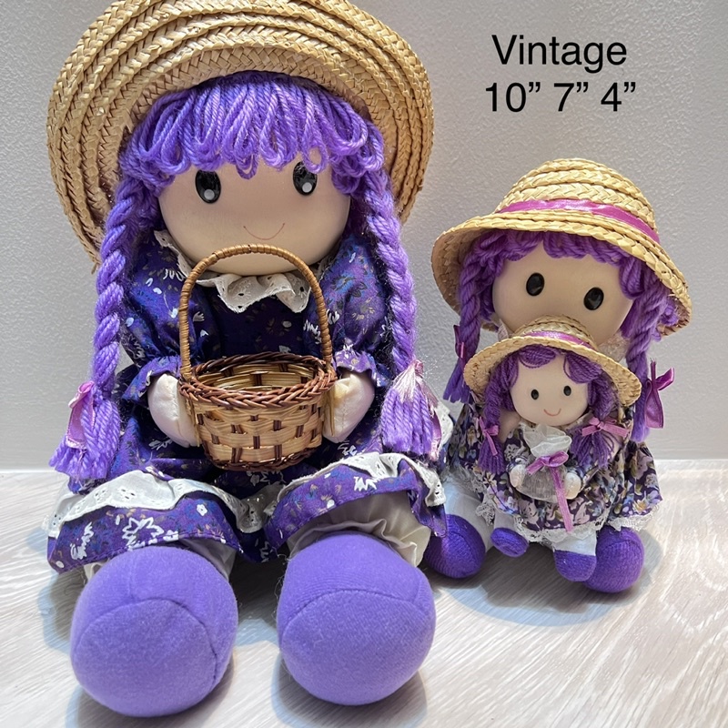 #ขายยกเซ็ต3ตัว #ตุ๊กตา #ขนาด 10” 7” 4” #ตัวใหญ่มีป้าย Lavender Doll #งานสวย #สภาพสมบูรณ์ #มือสอง #สะอาด นักสะสมงานวินเทจ
