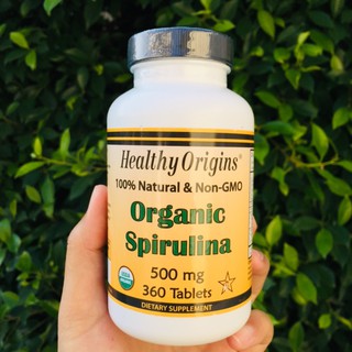 สาหร่ายสไปรูลิน่า ออแกนิค USDA Organic Spirulina 500 mg 360 Tablets (Healthy Origins®)