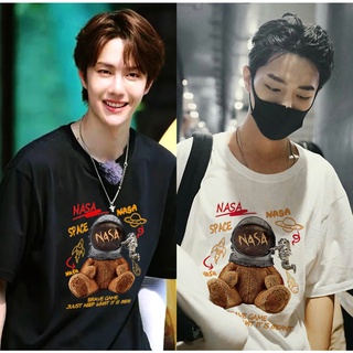 ป๋อจ้าน เสื้อ เสื้อหวังอี้ป๋อเซียวจ้าน สไตล์เดียวกัน NASA หมีเท็ดดี้ Wang Yibo เสื้อยืด ผู้ชาย แขนสั้น ผู้หญิง เสื้อยืด