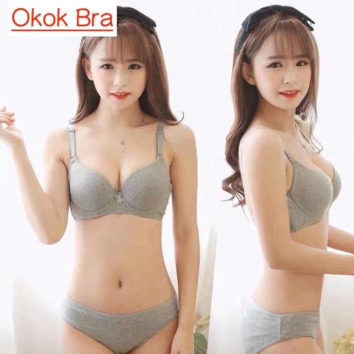 OKOK bra ชุดชั้นใน มีโครง เต็มเต้า ฟองน้ำหนา ดันทรง ทรงสวย คัพ A 7732#
