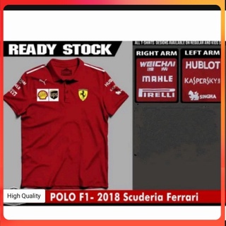 เสื้อยืดคอปก Ferrari Scuderia Formula 1 F1 - คุณภาพสูง