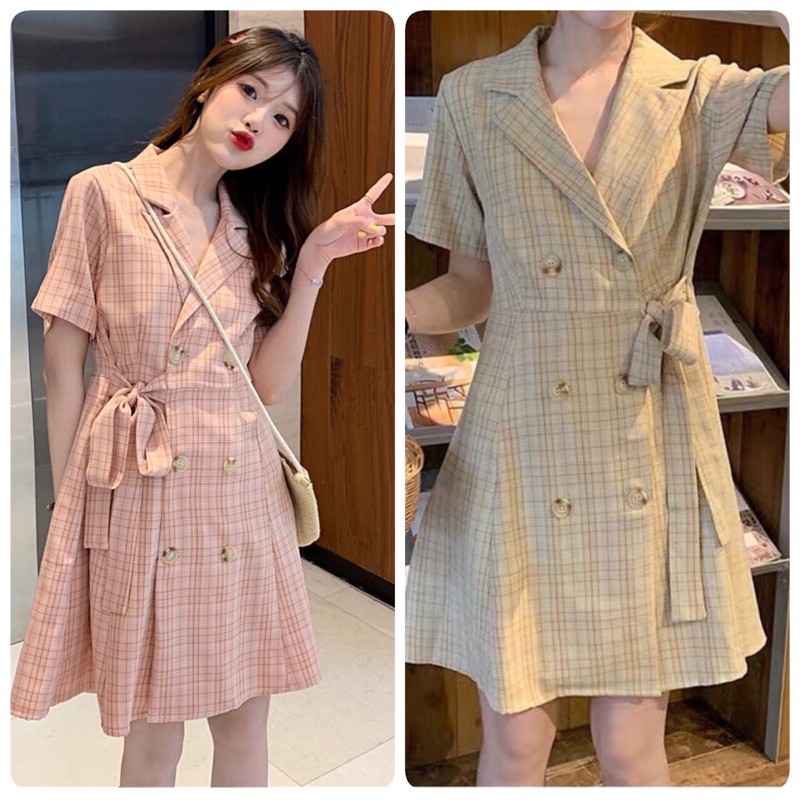 PI003/CR002 ขายดีมากๆๆ พร้อมส่ง ชุดเดรส สาวอวบ Plus Size สีครีม สีชมพูพาสเทลออกส้มๆ มัดข้าง คอวีมีปก ดีไซน์น่ารัก