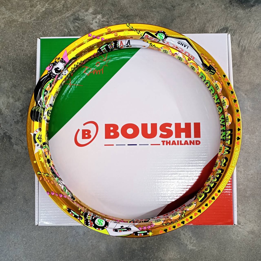 วงล้อ BOUSHI ลาย A1000 B2W 1.40-17 สีทอง (คู่ละ) [รหัส BL01030002]