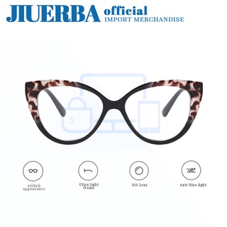 JIUERBA แว่นสายตาแมวนำเข้าสไตล์ตะวันตก TR90 ฟิลเตอร์ย้อนยุคป้องกันแสงสีฟ้าแสงสีฟ้า 95% พร้อมกล่องใส่แว่นตา