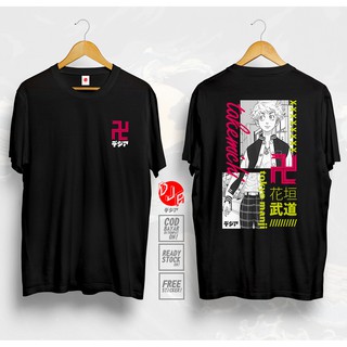 คอตต้อนคอกลมเสื้อยืด ลายอะนิเมะญี่ปุ่น Takemichi Hanagaki Tokyo Revengers Tokyo Manji Toman S-5XL