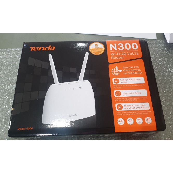 ส่งฟรีไม่ต้องใช้โค้ด ! Tenda 4G06 Wireless 4G VoLTE Router N300 เร้าเตอร์ไวไฟใส่ซิม (รับประกันศูนย์ Tenda Thailand 5 ปี)