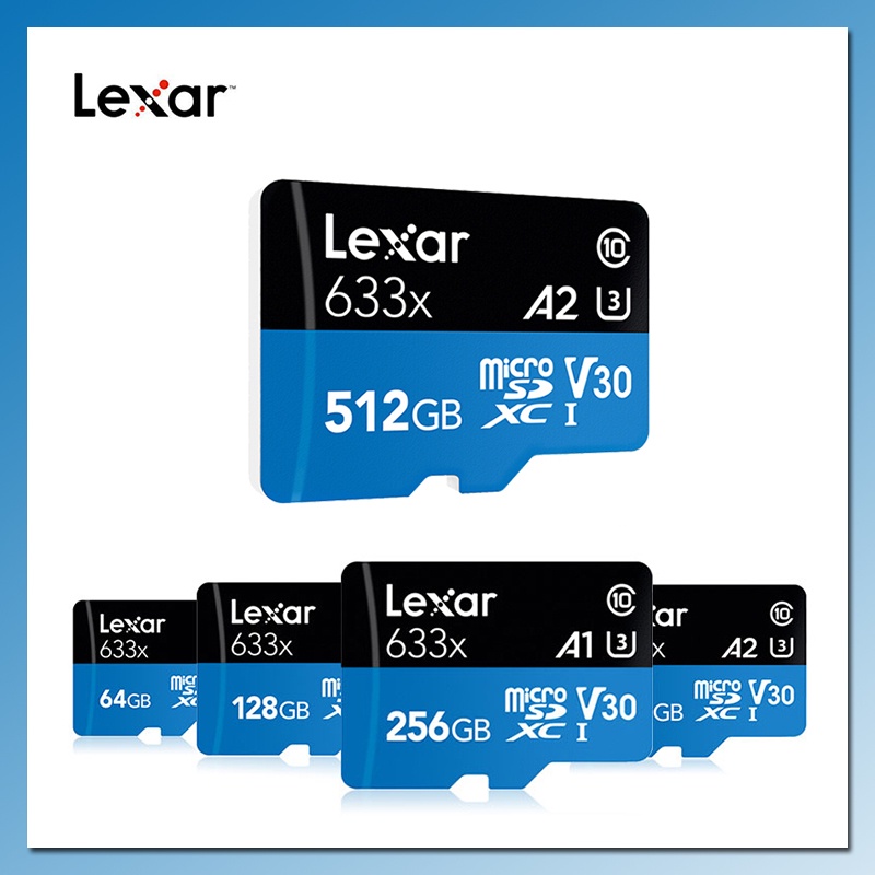 Lexar การ์ดหน่วยความจํา Micro SD 128GB 32GB 633X Micro SD 64GB SDXC SDHC tarjeta Micro SD 256GB TF Card 512GB U3 Class10