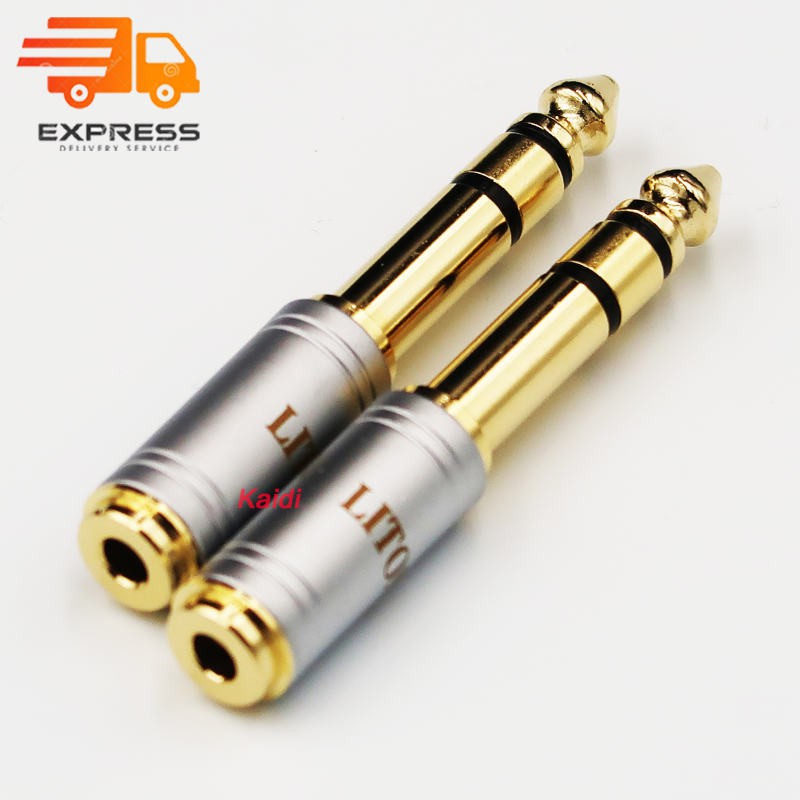 (2 ชิ้น) Liton usa Gold Plated Jack 6.35 mm Male to 3.5 mm Connector Female Stereo Audio Adapter