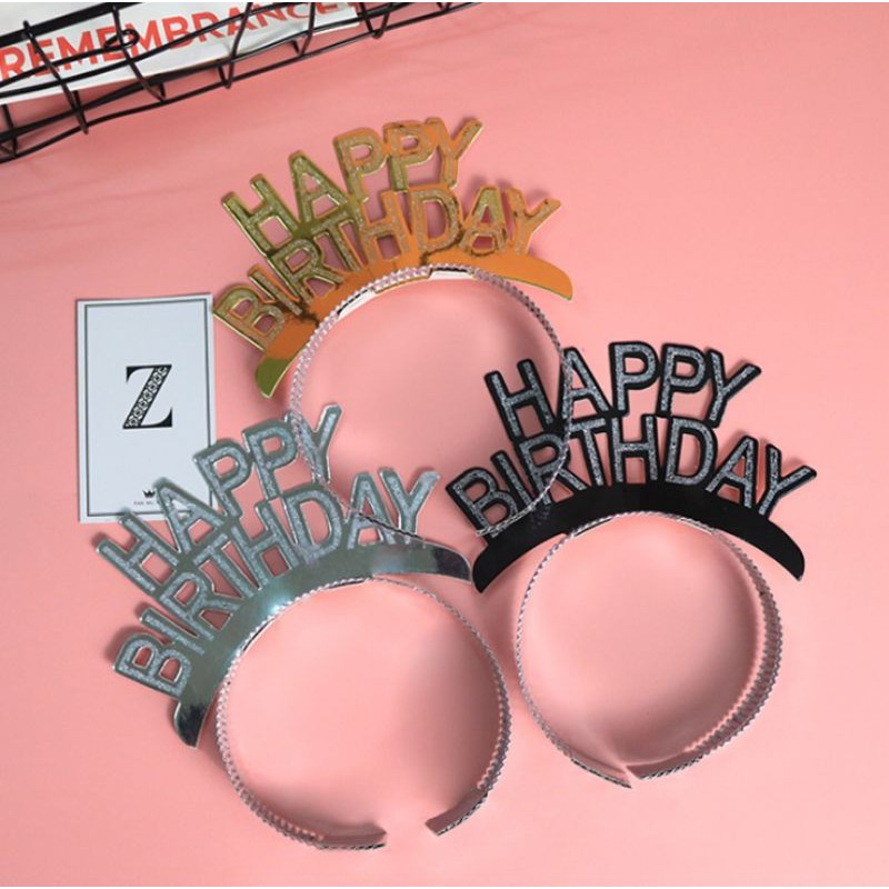 ที่คาดผมHAPPY BIRTHADY แบบกระดาษ กลิตเตอร์ สวยหรู ใช้ใส่งานวันเกิดเพิ่มความสวยงาม (GP)