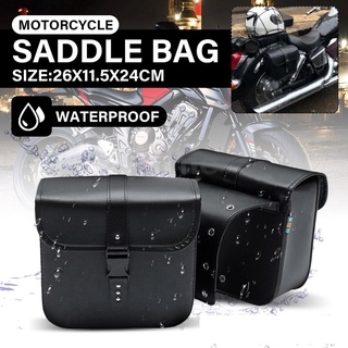 A Pair Motorcycle Saddle Bag Bike Side Storage Fork Tool Pouch For Harley Honda