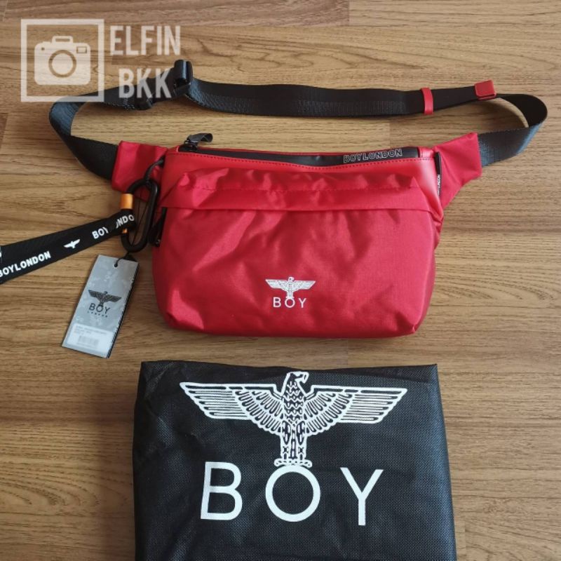 แท้ 💯 BOY LONDON Heritage Waist bag กระเป๋าคาดอก สีแดง แท็กดำ