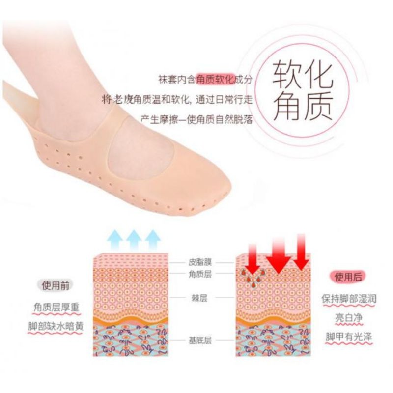 ถุงเท้าซิลิโคนนุ่มถนอมเท้า​ กันรองเท้ากัด​ (รุ่นเต็มเท้า​-มีสายรัดด้านหน้า แบบนุ่ม)​