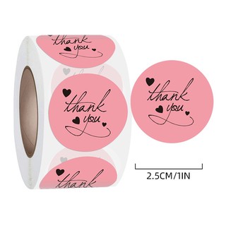 Sticker สติ๊กเกอร์แต๊งกิ้ว สติ๊กเกอร์ Thank you 500 ดวง / 100 ดวง (แบ่งขาย) พร้อมส่ง สีชมพูสุดน่ารัก