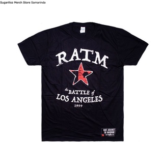 คอลูกเรือเสื้อยืดคอกลมเสื้อยืด พิมพ์ลาย Band Rage Against The Machine Battle Star (ด้านหลัง) - Mผ้าฝ้ายแท้