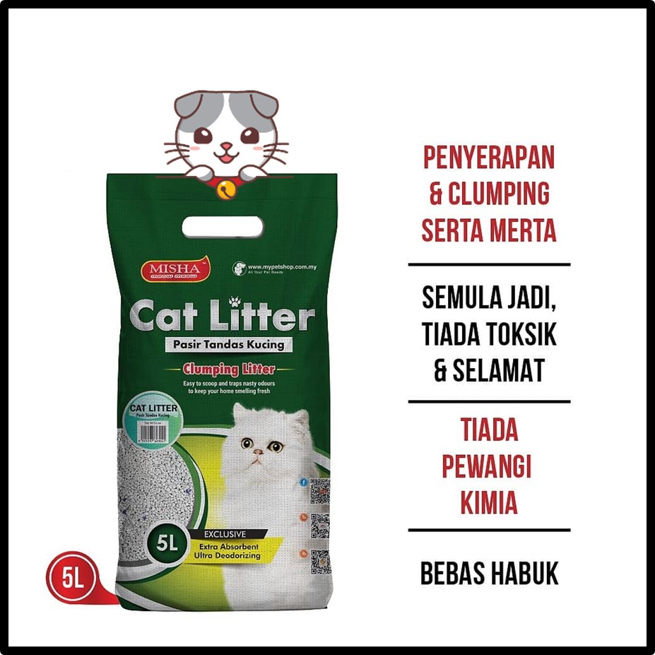 GUN PET MISHA 5L Clumping Cat Litter Pasir Kucing Misha 猫 (5L)