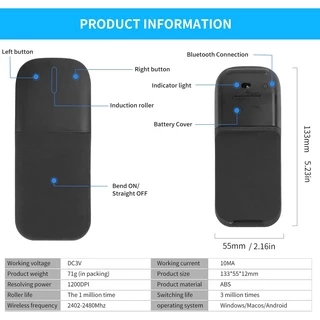Foldable Wireless Bluetooth Arc Mouse for Microsoft Surface Pro Folding Bluetooth Touch Mice