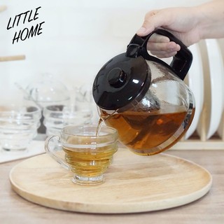 LITTLEHOME 4850 ชุดกาน้ำชาแก้วและถ้วยน้ำชา 4 ใบ ขนาด 850ml (สีดำ) กาน้ำชา กากรองชา กาชงชา กาชา ชุดกาน้ำชา