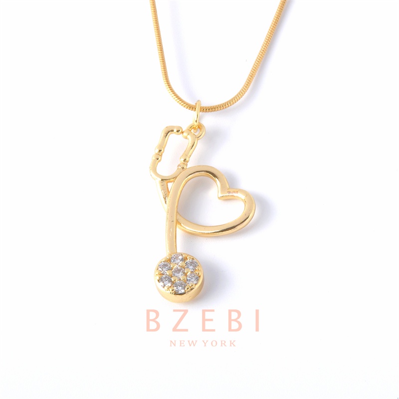 BZEBI สร้อยคอทองคํา แฟชั่น สเตนเลส หัวใจ ผู้หญิง สร้อยคอ ทอง เครื่องประดับ ของขวัญ ทองคำแท้ 18k Necklace สพร้อมจี้ผู้หญิง 73n