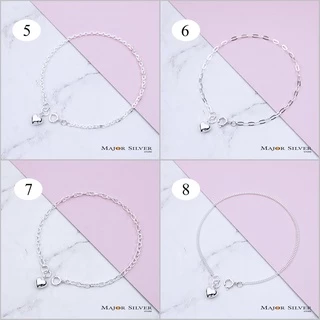 สร้อยข้อมือเงินแท้92.5% ปลายบอลหัวใจ7มิล ยาว6,6.5,7นิ้ว : สร้อยข้อมือเล็ก ชุดบอลหัวใจ