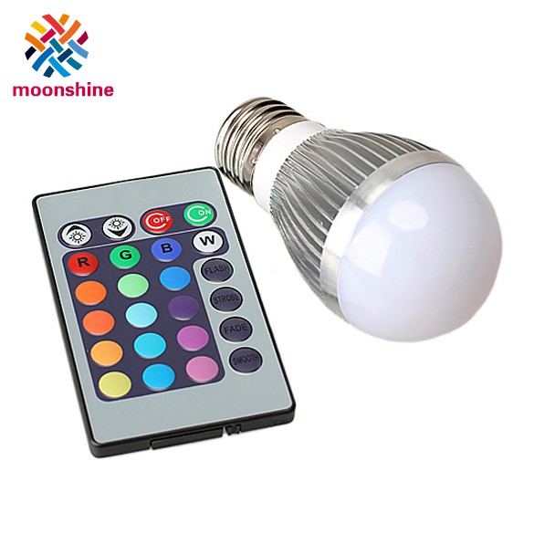 หลอดไฟ RGB LED 3W เปลี่ยนสีได้ 16 สี และรีโมตคอนโทรล IR ประหยัดพลังงาน ...
