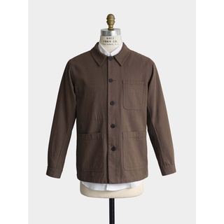 [JBB*] DARK BROWN CANVAS COTTON CHORE JACKET เจบีบี แจ็กเก็ต แจ็คเก็ตลำลองผู้ชาย สไตล์วินเทจ ผ้าคอตตอน สีน้ำตาลเข้ม