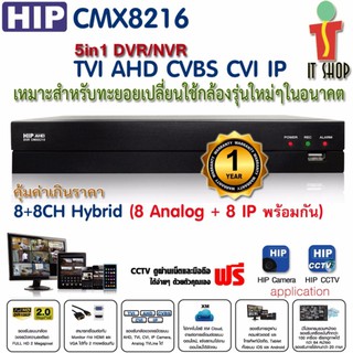 HIP CMX8216 เครื่องบันทึกภาพกล้องวงจรปิด Analog(DVR) 16 ช่อง หรือแบบผสม(Hibrid) Analog 8 ช่อง + IP 8 ช่อง