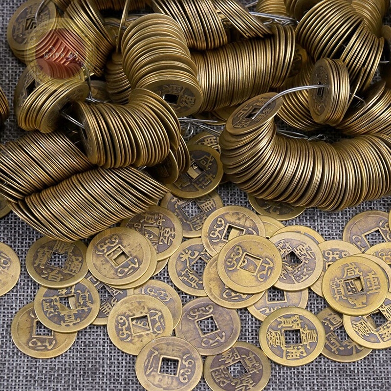 เหรียญจีนโบราณมงคลนำโชค 5 จักรพรรดิ อี้จิง นำโชค เสริมดวง เสริมฮวงจุ้ย