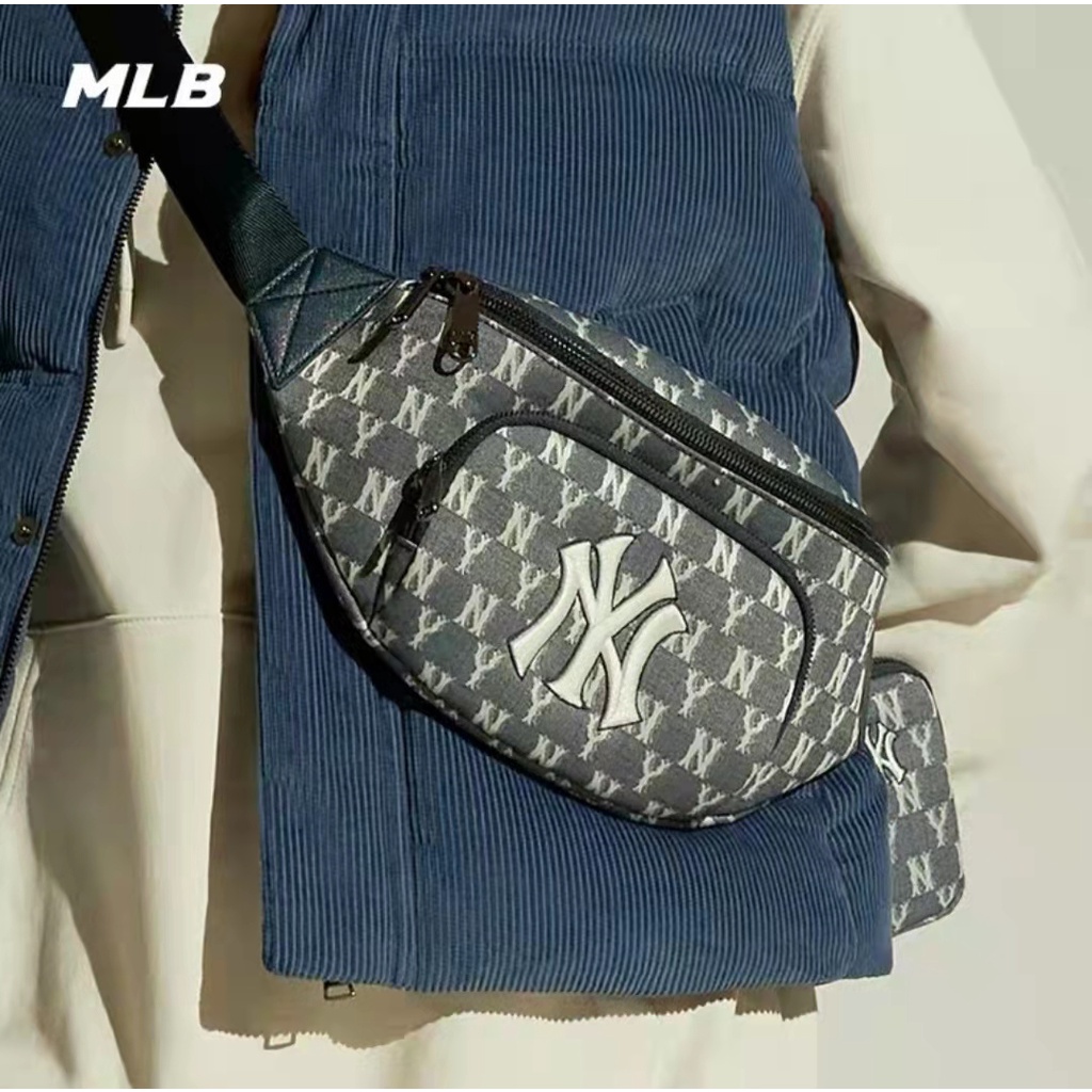 MLB พร้อมส่ง💙 ของแท้💯% MLB JACQUARD MONOGRAM กระเป๋าคาดอก คาดเอว กระเป๋าNY