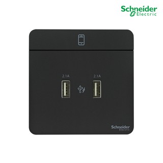 Schneider Electric เต้ารับ USB 2 ช่อง 2.1A USB Charger, 8.6x8.6x1 cm. สีดำ รุ่น AvatarOn E - E8332USB_DG