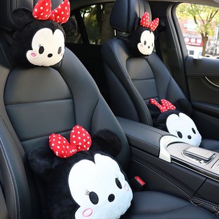 [จัดส่งด่วน] # 🙋Mickey car pillow lumbar support set cartoon car headrest หมอนรองคอน่ารัก