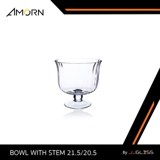 JJGLASS - ( AMORN ) BOWL WITH STEM 21.5/20.5 - พานแก้ว แก้วแฮนด์เมท