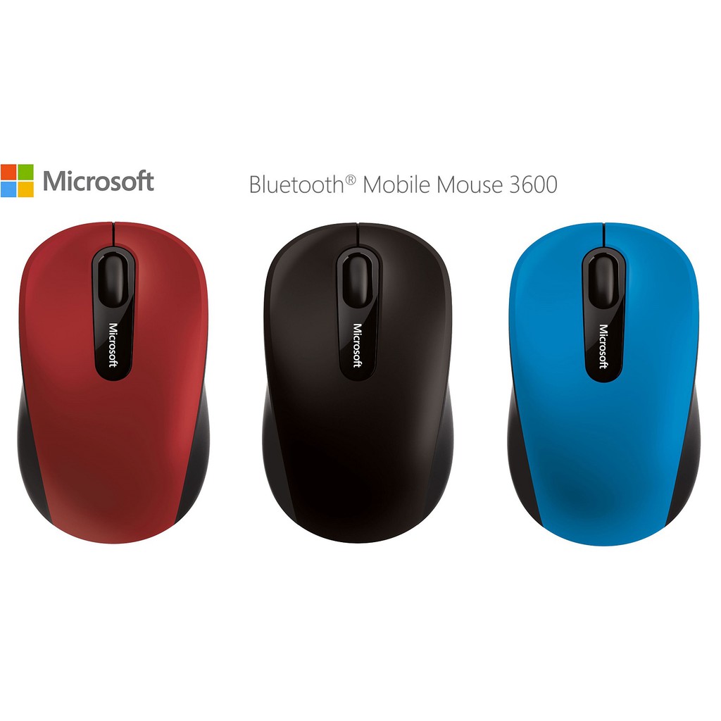 Microsoft Bluetooth Mobile Mouse 3600 เม้าส์บลูทูธไร้สาย - Red, Black , Blue