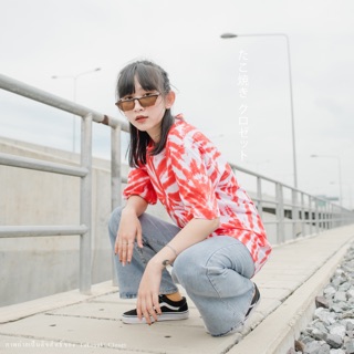 T-Shirt Tie Dye Red &amp; White / เสื้อมัดย้อม (Unisex)