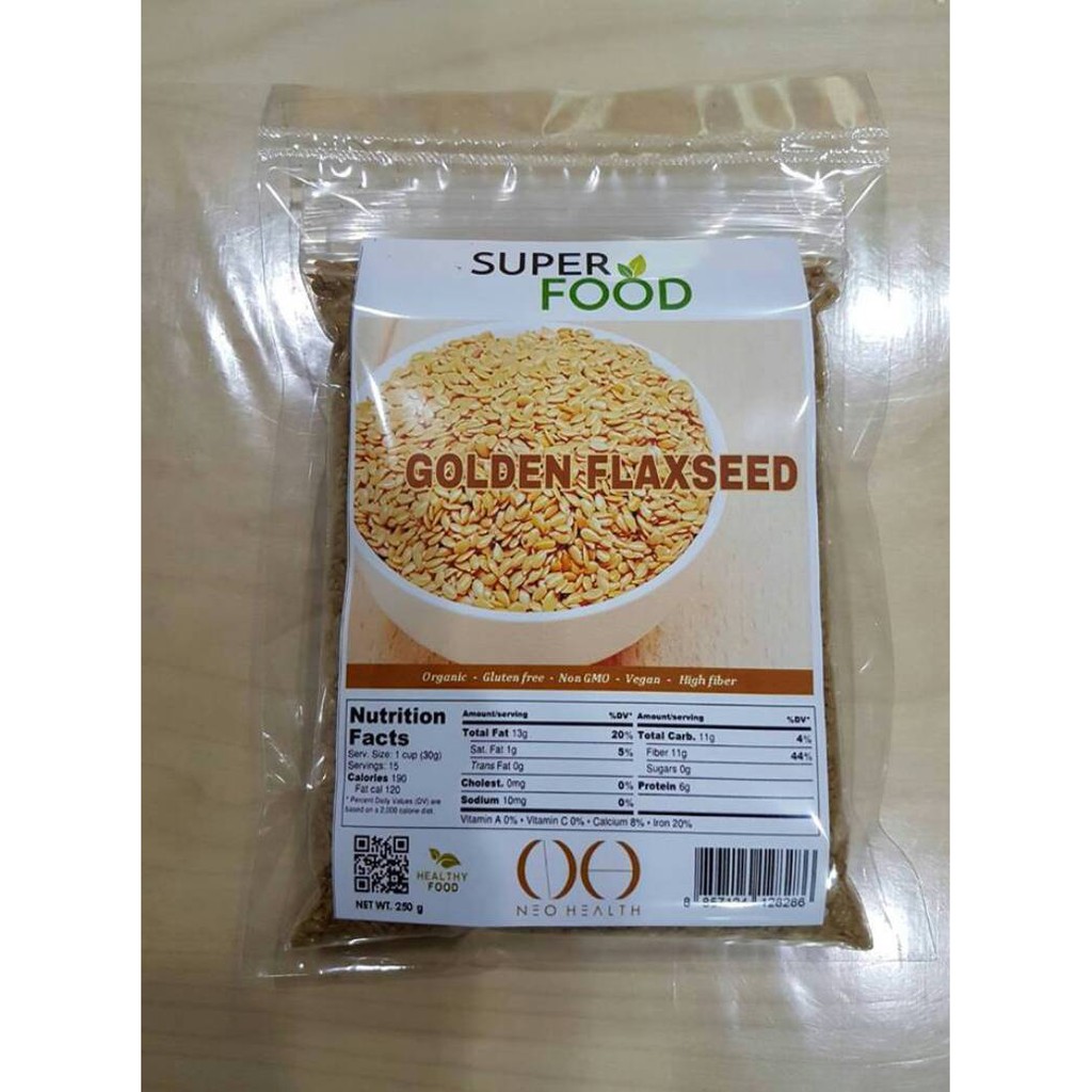 แฟลกซีดสีทอง ออร์แกนิค แบบเม็ด (Organic Golden Flaxseed) ขนาด 250 กรัม (250g)