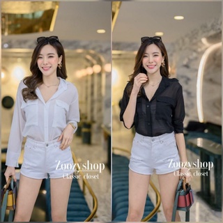 💫 เสื้อเชิ้ตชีฟอง แขนยาว ใส่คลุมก็สวย
