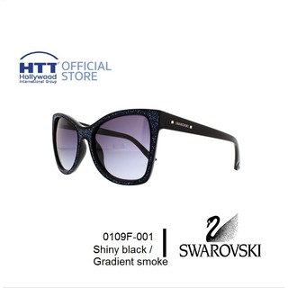 Swarovski SK0109F-001 กรอบแว่นตาสวารอฟสกี้ สี Black/gradient smoke แว่นตาประดับด้วยเพชรคริสตัลของ SWAROVSKI ดีไซน์อิตาลี