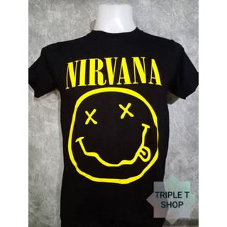 เสื้อยืดผ้าฝ้ายเสื้อยืดคอกลม สกรีนลาย NIRVANA (รหัส 22)L S-4XL