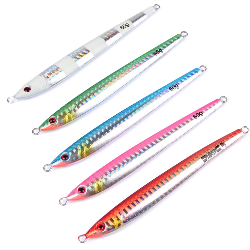 1 ชิ้น Jigging นำปลา 7 กรัม -40 กรัม / 6 เซนติเมตร -13.5 เซนติเมตรโลหะจิ๊กล่อตกปลา 5 สี Paillette มีดโมโหเหยื่อเทียม