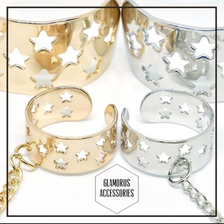 💫 2 in 1 กำไลพร้อมแหวนห้อย เก๋มาก Star bracelet with ring กำไลฉลุลายดาว ห้อยแหวน