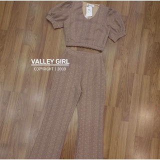 ชุดเซตขายาวลูกไม้สีชมพูกะปิ งานป้าย Valley girl SizeL ***มือ1ป้ายห้อย