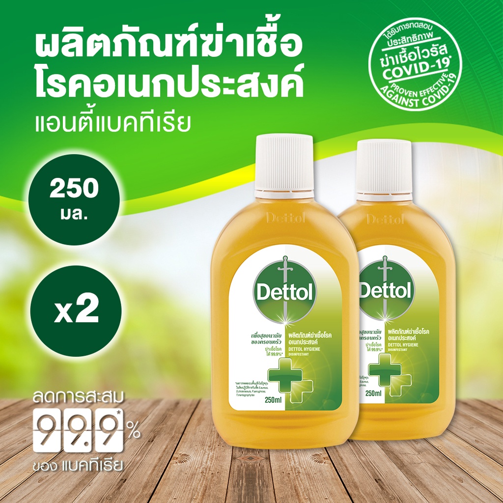 Dettol Hygiene Multi Use ผลิตภัณฑ์ฆ่าเชื้อเอนกประสงค์ ขนาด250มล.x 2ขวด