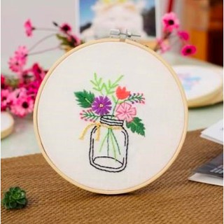 Diy ชุดอุปกรณ์ปักครอสติส ดอกไม้ แคกตัส embroidery starter kit งานฝีมือ ตกแต่งบ้าน ของขวัญให้แฟน