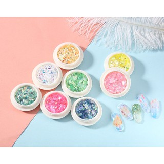 ฟอยล์กระจกแตก กระดาษแก้ว 12 สี ตัดสำเร็จ ฟอยล์แต่งเล็บ ใช้ได้กับสีเจล และสีทาเล็บธรรมดา