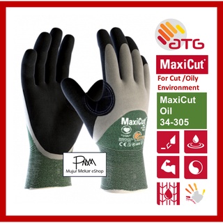 Atg MaxiCut Oil 34-305 ถุงมือนิรภัย - ระดับ 3 ป้องกันบาดเจ็บ ความมัน/เปียก ปาล์ม และนิ้ว