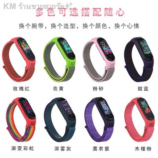 ◙เหมาะสำหรับสร้อยข้อมือ Xiaomi 5/4/3 สายรัดข้อมือรุ่น NFC ผ้าใบไนลอนทอสายรุ้ง unisex เปลี่ยนเข็มขัด