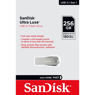 SANDISK แฟลชไดร์ฟ [USB 3.1] 256GB Ultra LUXE [Speed 150MB/s] (SDCZ74_256G_G46) Flash Drive แฟรชไดร์ฟ ของแท้