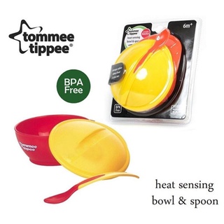 Tommee Tippee ชุดชามและช้อนวัดอุณหภูมิ Big Weaning Bowl With Heat Sensor Spoon ของแท้